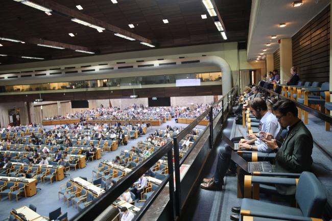 Observers following the proceedings of contact group 1 from the gallery 