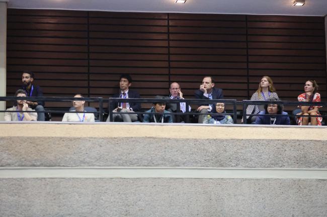 Observers following the proceedings of Contact Group 3 from the gallery 