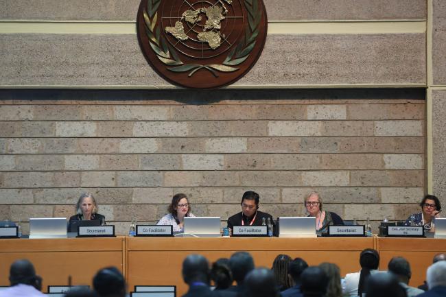 View of the dais during the afternoon session 