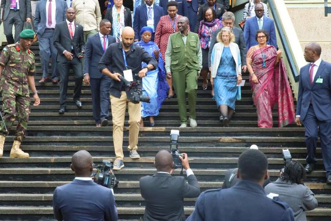 William Ruto, President of Kenya, arrives to the plenary room