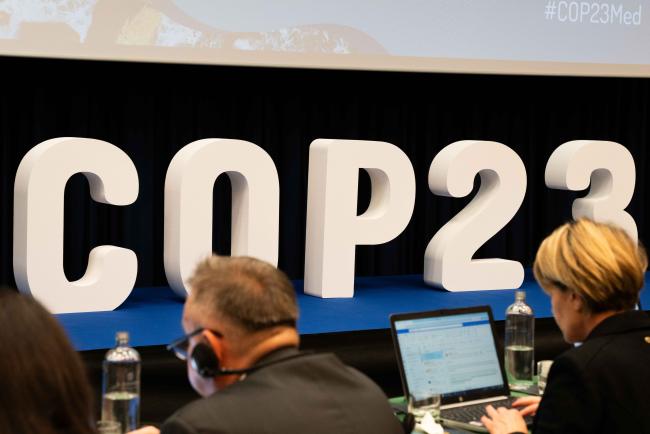 COP23 sign in plenary