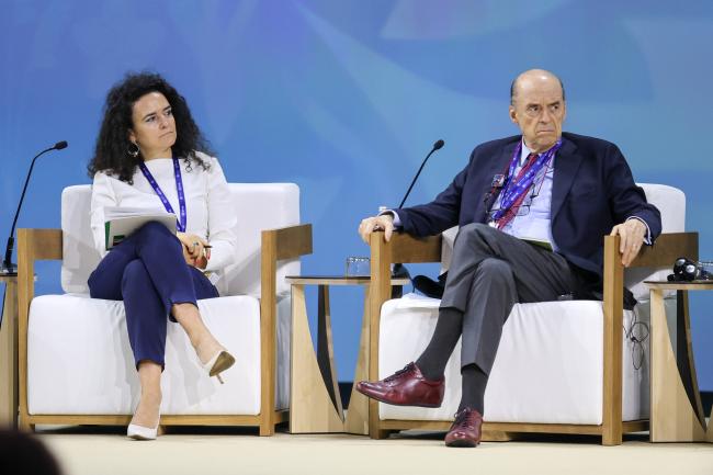 Mafalda Duarte, Executive Director, Green Climate Fund, and Álvaro Leyva,  Minister of Foreign Affairs, Colombia