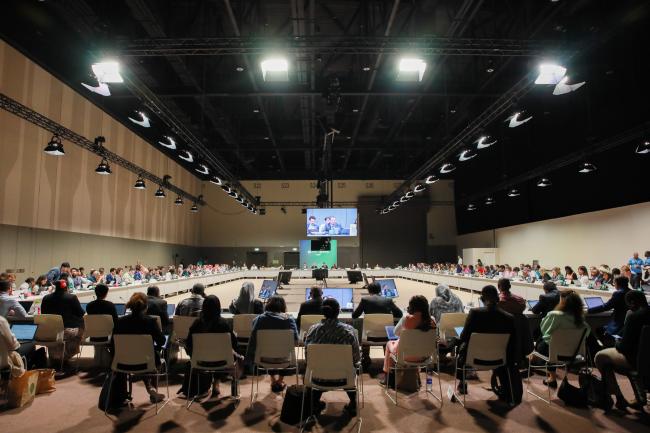 View of the room during informal consultations on long-term climate finance