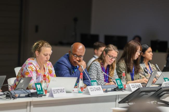 View of the dais during informal consultations on a new collective quantified goal on climate finance