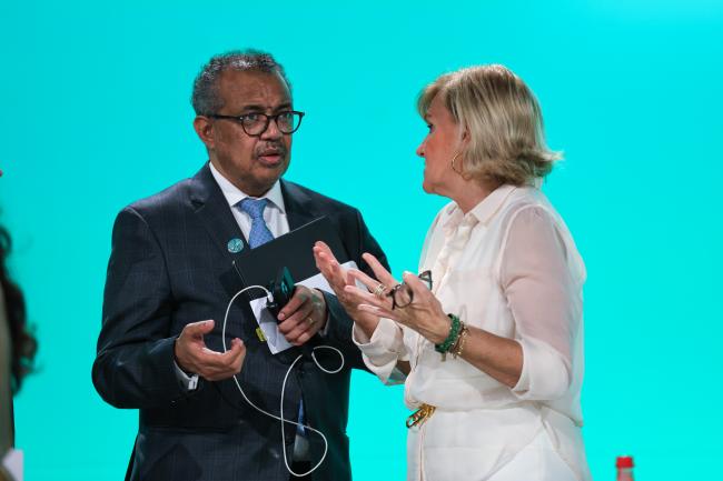Tedros Adhanom Ghebreyesus, Director-General, WHO, with Maria Neira, Director, Environment, Climate Change and Health, WHO