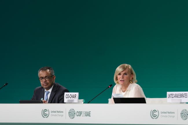 Tedros Adhanom Ghebreyesus, Director-General, WHO, with Maria Neira, Director, Environment, Climate Change and Health, WHO
