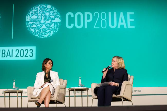 Kara Hurst, Head of Worldwide Sustainability, Amazon, and Hillary Clinton, Former Secretary of State, US