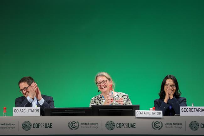 From L-R: Lucas di Pietro, Argentina; Cornelia Jaeger, Austria; and Rojina Manandhar, UNFCCC Secretariat