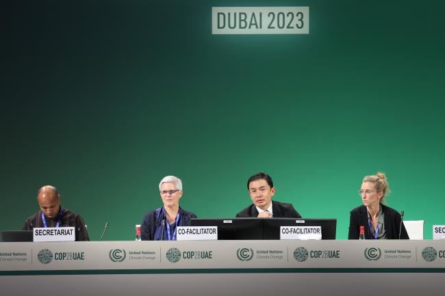 From L-R: Perumal Arumugam, UNFCCC Secretariat; Kristin Qui, Samoa; Jacqui Ruesga, New Zealand; and Kay Merce, UNFCCC Secretariat