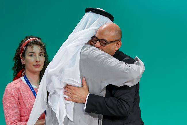 UNFCCC Executive Secretary Simon Stiell, and Sultan Al Jaber, COP 28 President and Minister of Industry and Advanced Technology, UAE