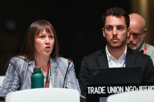 Trade Unions NGOs delivering their statement
