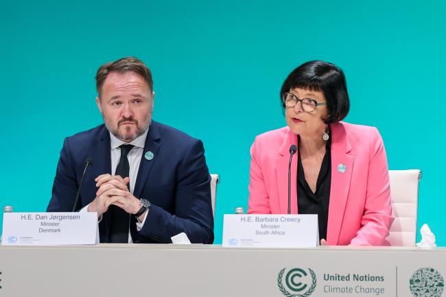 Dan Jørgensen, Minister for Development and Global Climate Policy, Denmark, and Barbara Creecy, Minister of Environment, Forestry, and Fisheries, South Africa