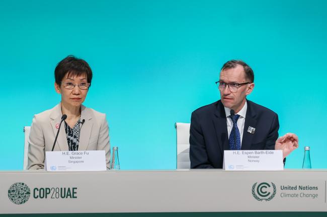 Grace Fu, Senior Minister of State for Sustainability and the Environment, Singapore, and Espen Barth Eide, Minister of Foreign Affairs, Norway 