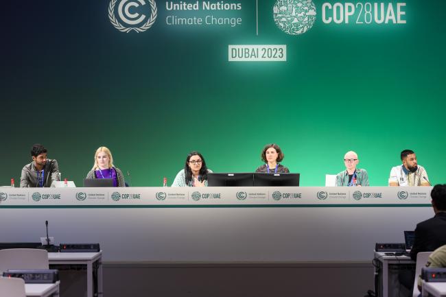 VIew of the dais during a Youngo-led Climate Forum