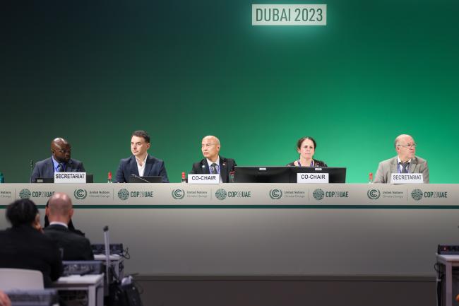 View of the dais during an informal consultation on Global Stocktake