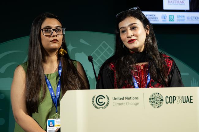 Hira Amjad, Executive Director DASTAK Foundation and Ayesha Amin, Baithak - WECF-Side Event -COP28 5dec2023 - Photo