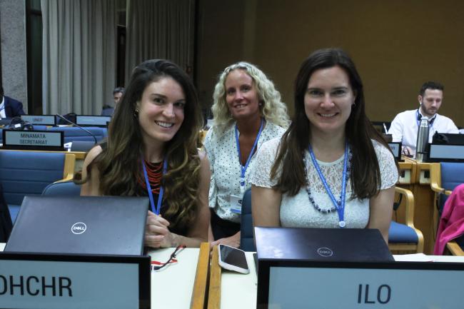 L-R Halshka Graczyk, Natasha Scott, and Lacye Groening, International Labour Organisation (ILO)