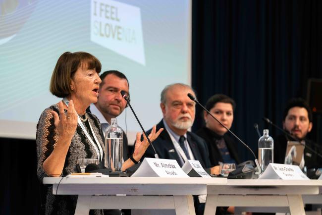 Lučka Kajfež Bogataj, University of Lljubjana during the panel on Green transition in the Mediterranean