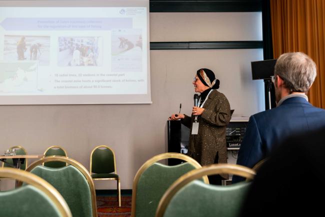 Sana Taktak, Association de Continuité des Générations (SCG) presenting during side event '30 x 30 biodiversity target in the Mediterranean - time for action'