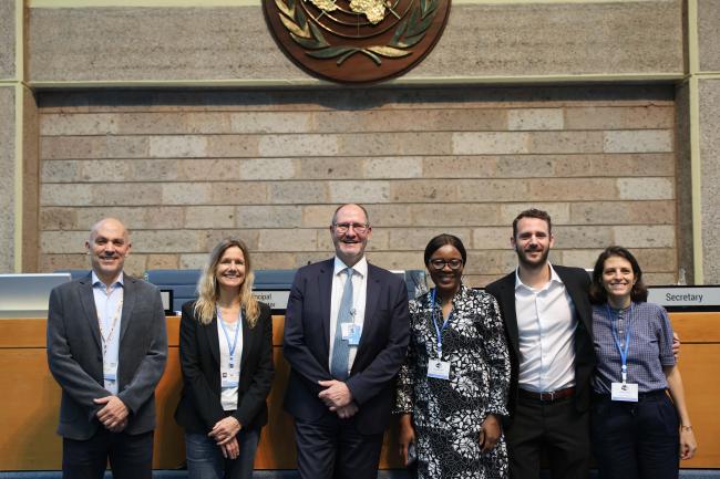  L-R: Mario Yarto-Ramírez, Rotterdam Convention Secretariat, Christine Fuell, Executive Secretary, Rotterdam Convention, Carlos Martin-Novella, EU, Abiola Ifueko Olanipekun, Agustin Harte, Giovanna Chiodi Moire, Secretariat of the Basel, Rotterdam and Stockholm Conventions