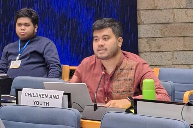 Zuhair Ahmed Kowshik, Children and Youth Major Group to UNEP