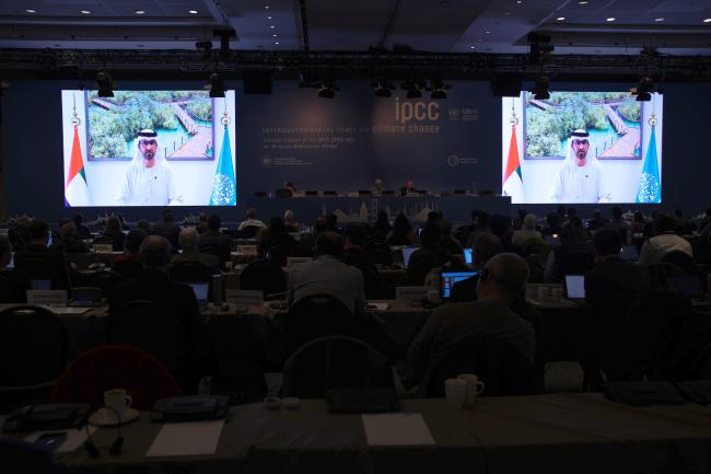 COP28 President Sultan Al Jaber addressed the plenary via a video message