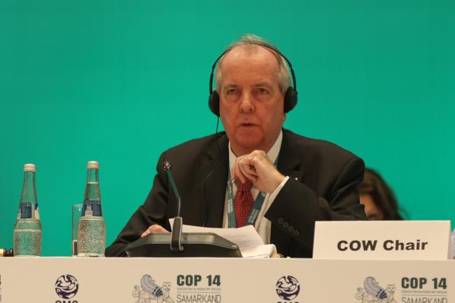Colin Galbraith, CoW Chair, thanks delegates for their hard work during CMS COP14