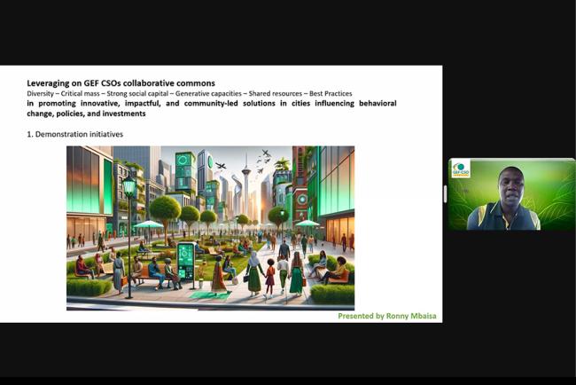 A slide from the presentation by Ronny Mbaisa, Zimbabwe Sunshine Group, GEF CSO Network member, Zimbabwe