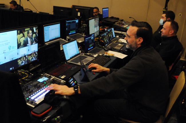 The tech team in action