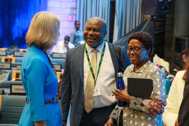 From L-R: Susan Gardner, Director, Ecosystems Division, UNEP; Kent Nnadozie, Secretary of the International Treaty on Plant Genetic Resources for Food and Agriculture; and Elizabeth Maruma Mrema, Deputy Executive Director, UNEP