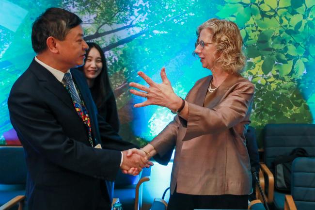 CBD COP 15 President Huang Runqiu, Minister of Ecology and Environment, China, and Inger Andersen, Executive Director, UNEP