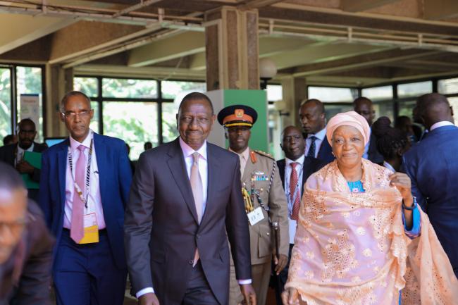 William Ruto, President of Kenya, and Zainab Hawa Bangura, Director-General, UN Office at Nairobi