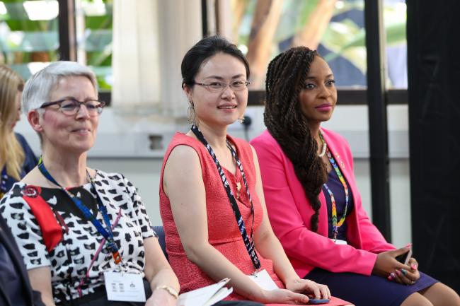 From L-R: Anita Breyer, ICCM5 former President; Mengjiao Wang, Greenpeace International; and Keima Gardiner, Trinidad and Tobago