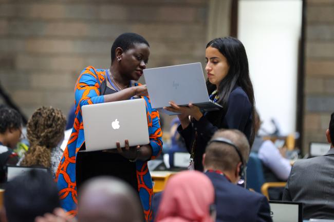 Working Group II: Cluster D Co-Facilitator Felista Rugambwa, Tanzania, with Noura Alissa, Saudi Arabia