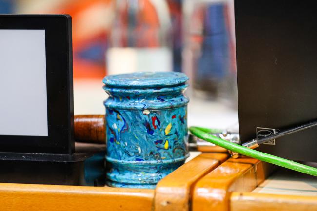 A gavel made from recycled plastic