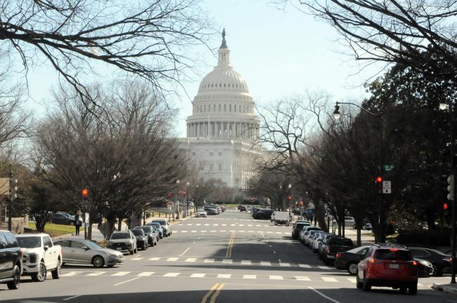 A view of the US Capitol outside the venue