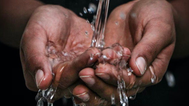 Water through hands