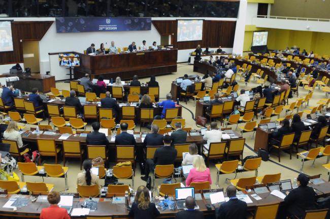 A view of the room during the Council meeting