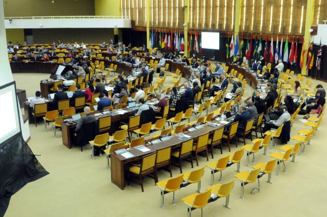 Delegates gather in the afternoon for the Council meeting
