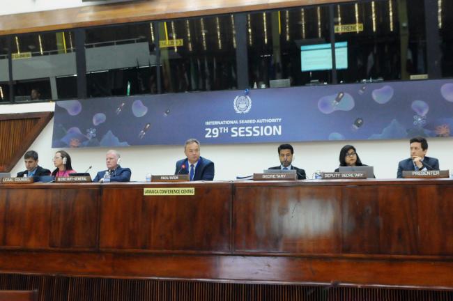 The dais during the morning session