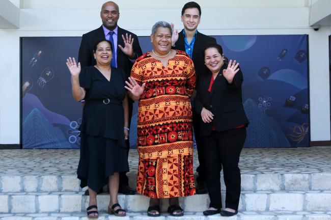 Apete Soro, Fiji; Te-Ara Henderson, Cook Islands; Margo Deiye, Nauru; Raijeli Taga, Fiji; and Anastasia Julius, Nauru