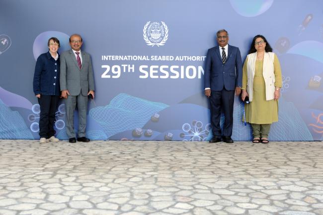 Gwénaëlle Le Gurun, ISA Secretariat, with Sandip Mukhopadhyay, Ananda Ramadass, and Kajal Bhat, India
