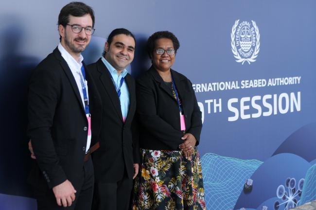 (L-R) Clément Chazot, Pradeep Singh, and Maria-Goreti Muavesi, IUCN