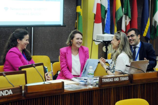 Marie Bourrel-McKinnon, ISA Secretariat, with Carmen Coleto, Esther Salamanca, and Javier San Román, Spain