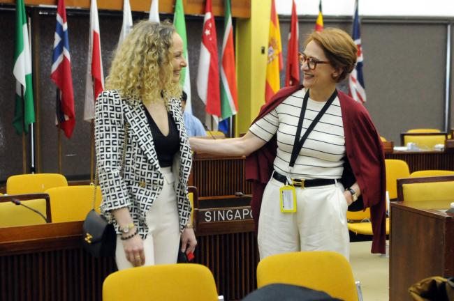 Noémie Wouters, ISA Secretariat, and Maria Luís Mendes, Portugal