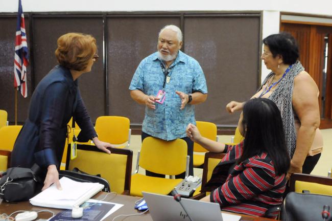 Maria Luís Mendes, Portugal; Solomon “Uncle Sol” Kaho‘ohalahala, Te Ipukarea Society; Azela Arumpac-Marte, the Philippines; and Imogen Ingram, Te Ipukarea Society