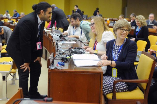Pradeep Singh, IUCN, with Lowri Mai Griffiths and Helen Mulvein, UK