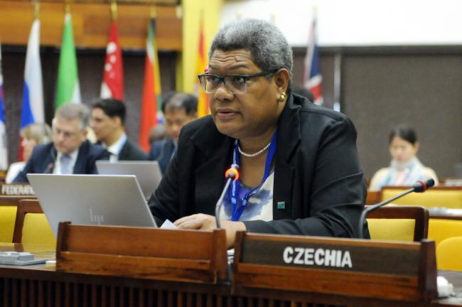 Raijeli Taga, Fiji, Facilitator of the Working Group on the protection and preservation of the marine environment