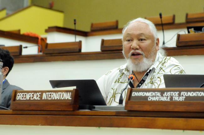 Solomon “Uncle Sol” Kaho‘ohalahala, Greenpeace International - ISA Council 29th Session Part I - 27Mar2023 - Photo
