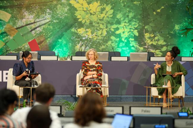 From L-R: Grace Catapang, Youth representative, the Philippines; Inger Andersen, Executive Director, UNEP; and Salina Abraham, Chief of Staff and Advisor to CEO, CIFOR-ICRAF